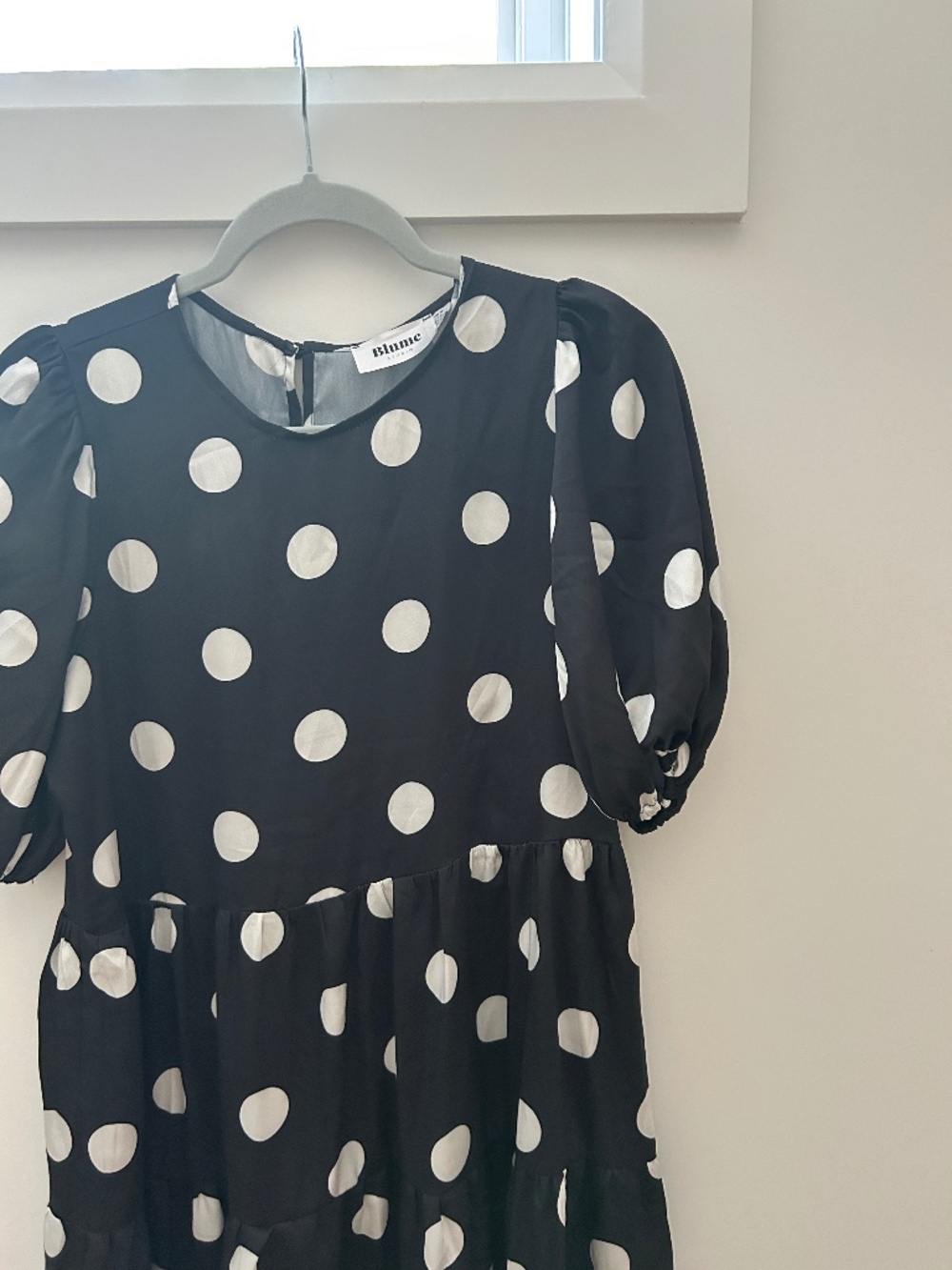 Blume Studio satin puff sleeve dress